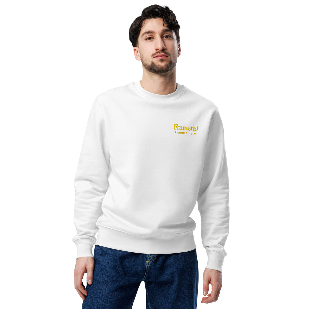 White structured cotton sweatshirt, small Frame69 chest print