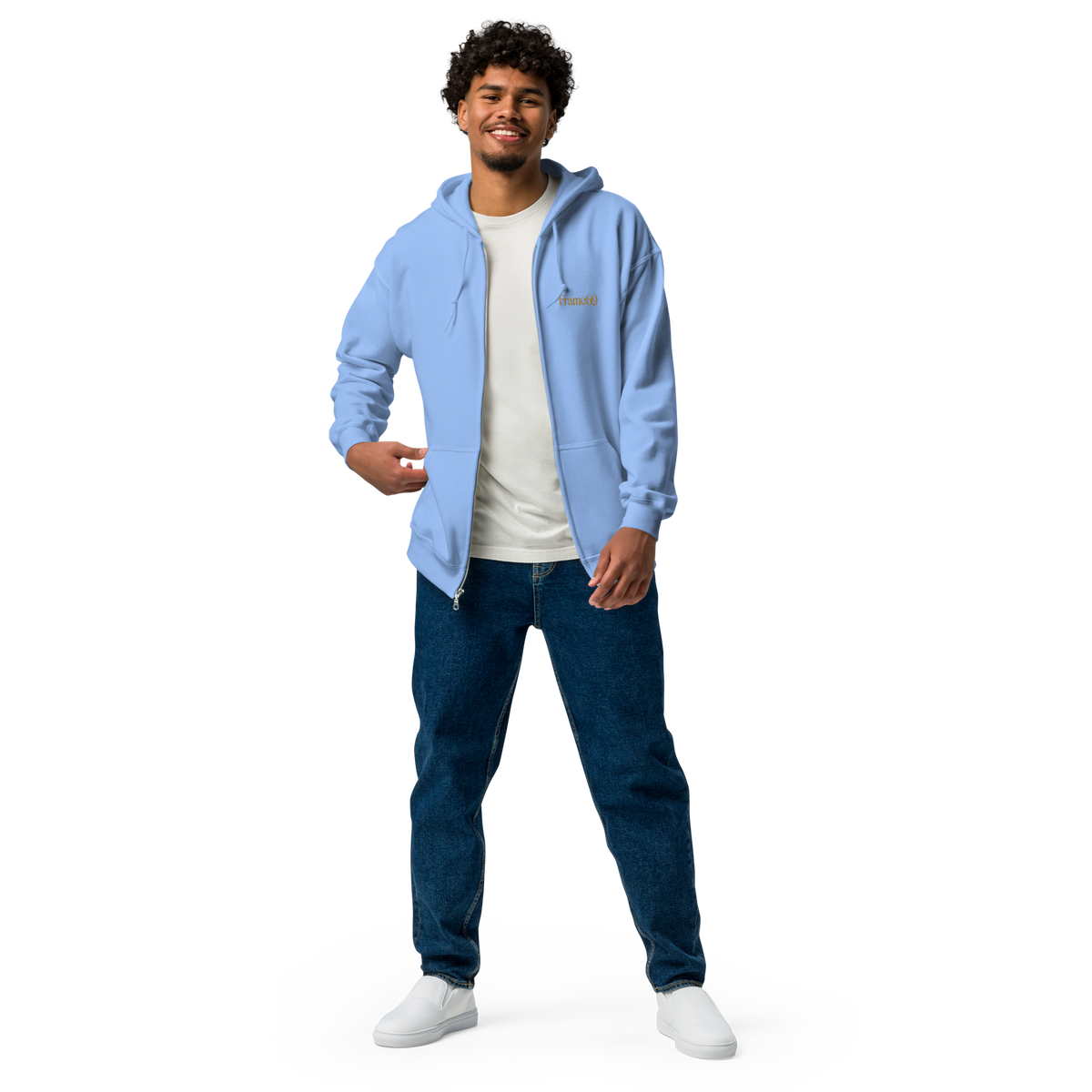 Carolina blue zip-up hoodie with hood and front zipper
