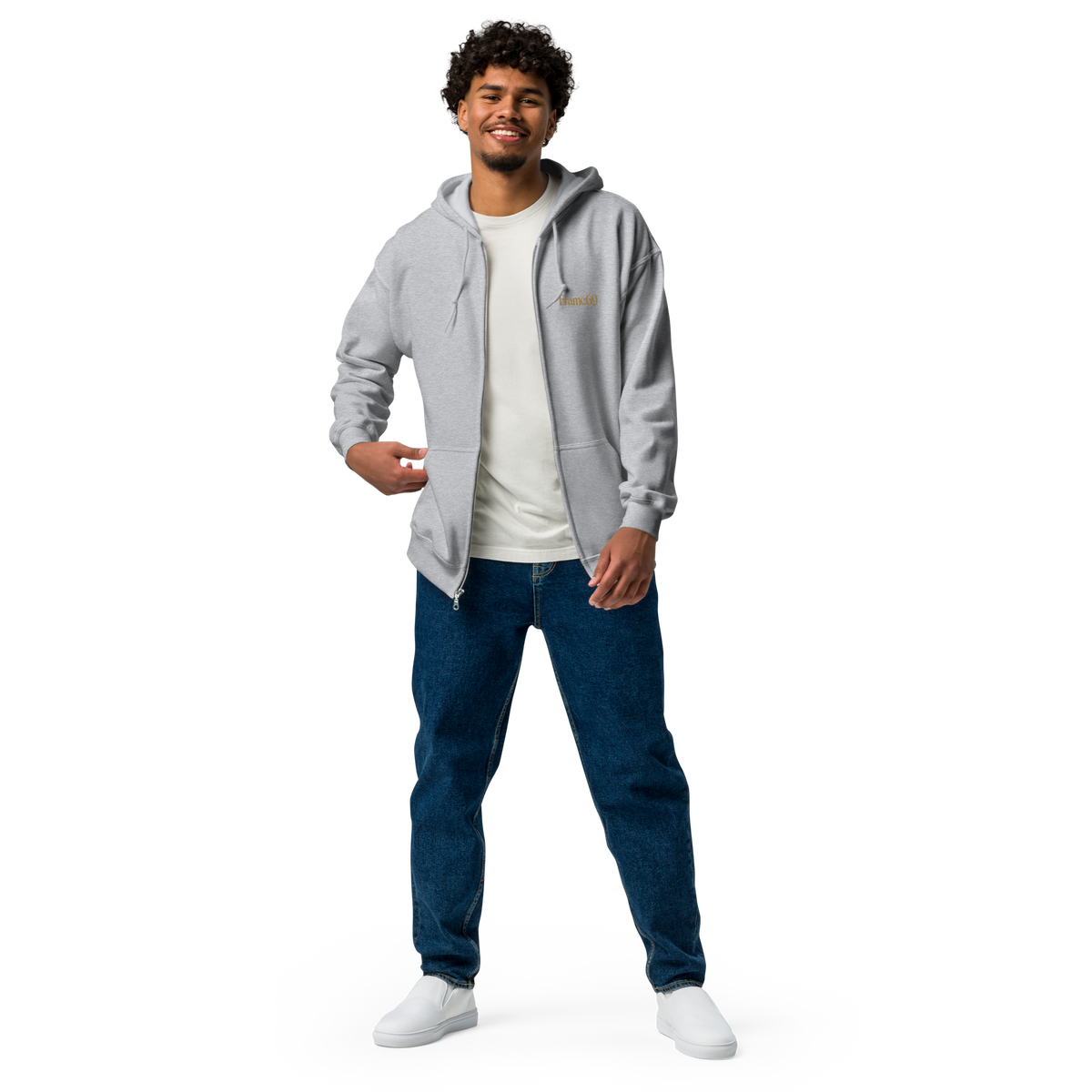 Sport gray zip-up hoodie with hood and front zipper