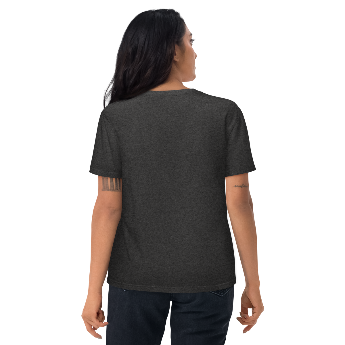Dark heather gray crewneck T-shirt, plain back