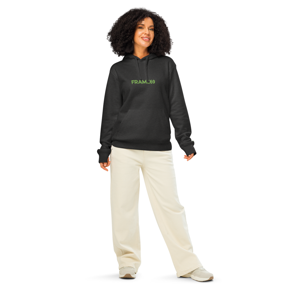 Dark gray pullover hoodie with hood and kangaroo pocket