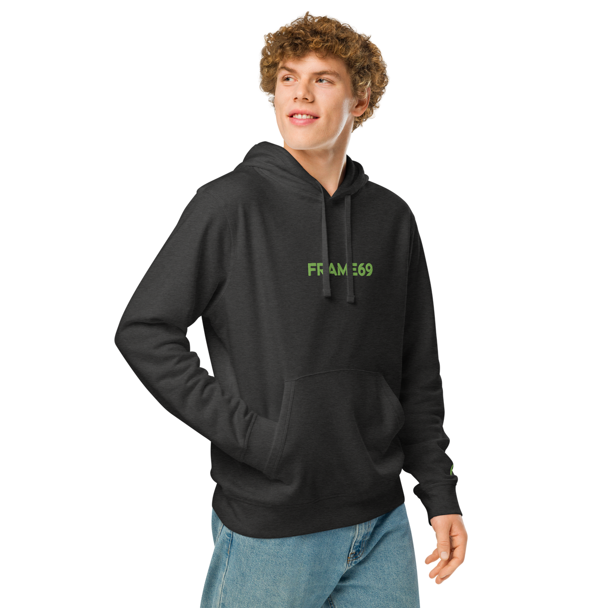 Dark gray pullover hoodie with hood and kangaroo pocket