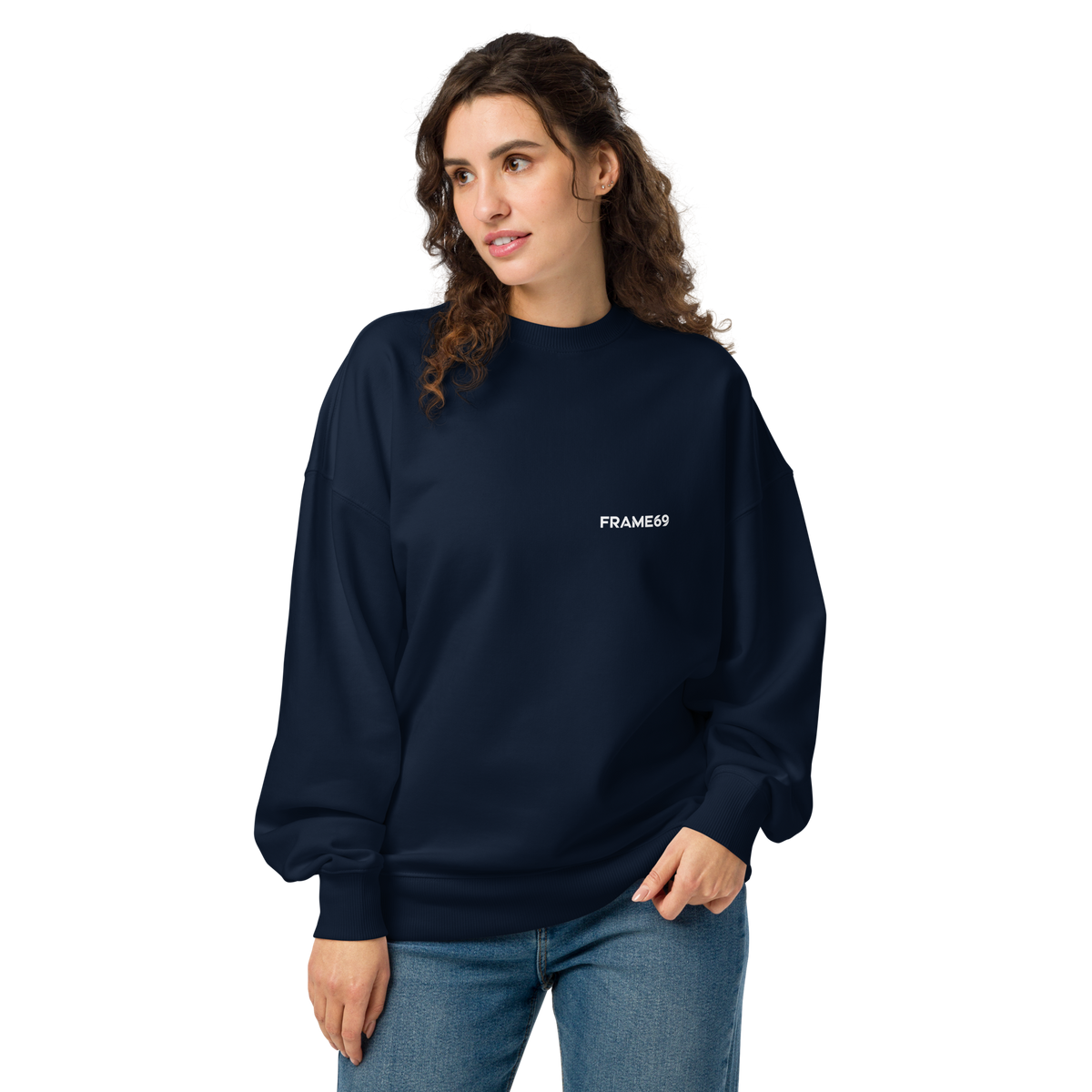 French navy sweatshirt with small chest FRAME69 logo