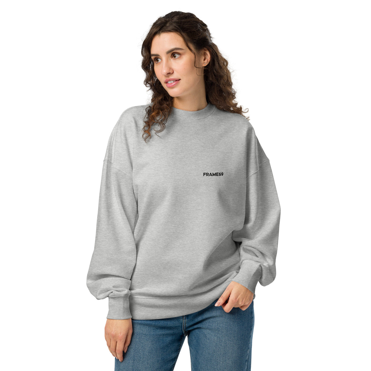 Heather grey graphic sweatshirt with small chest FRAME69 logo